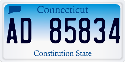 CT license plate AD85834