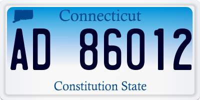 CT license plate AD86012