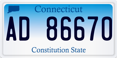 CT license plate AD86670