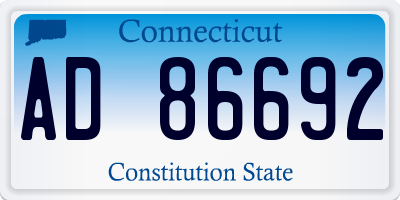 CT license plate AD86692