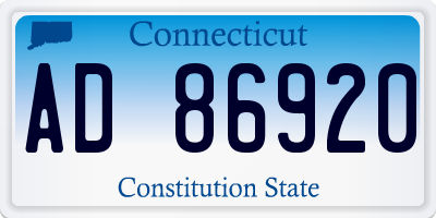 CT license plate AD86920