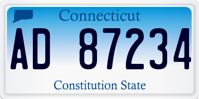 CT license plate AD87234