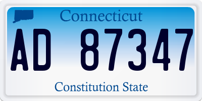 CT license plate AD87347