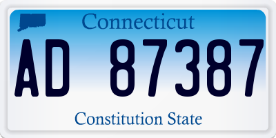 CT license plate AD87387