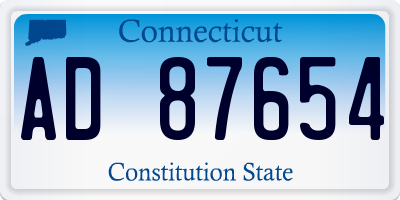 CT license plate AD87654