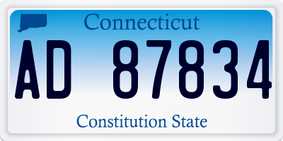CT license plate AD87834