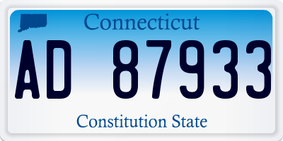 CT license plate AD87933