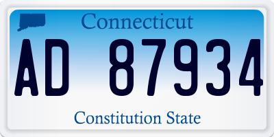 CT license plate AD87934