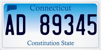 CT license plate AD89345