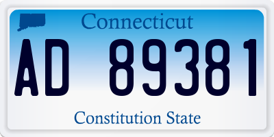 CT license plate AD89381