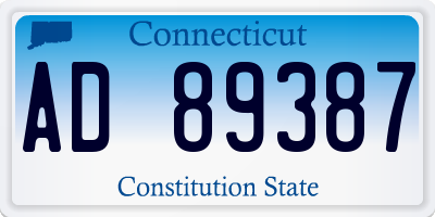 CT license plate AD89387