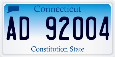 CT license plate AD92004