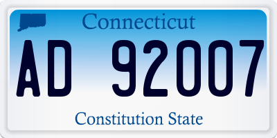 CT license plate AD92007