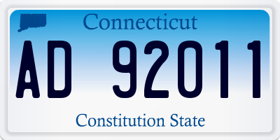 CT license plate AD92011