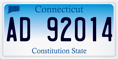 CT license plate AD92014