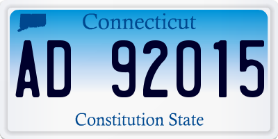 CT license plate AD92015