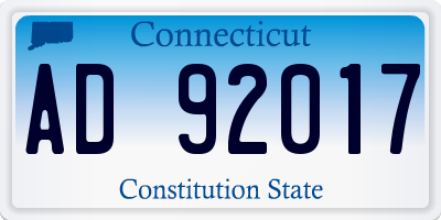CT license plate AD92017
