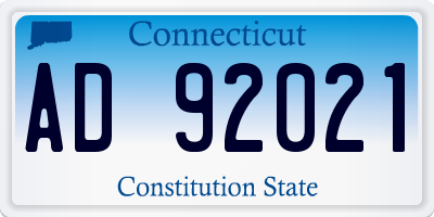 CT license plate AD92021