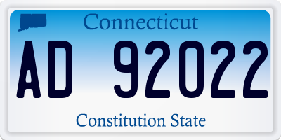 CT license plate AD92022
