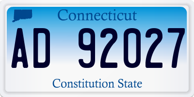 CT license plate AD92027