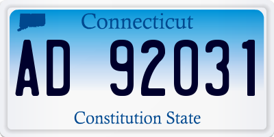 CT license plate AD92031
