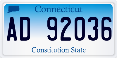 CT license plate AD92036