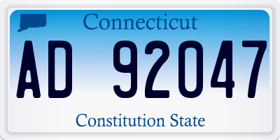 CT license plate AD92047