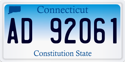CT license plate AD92061