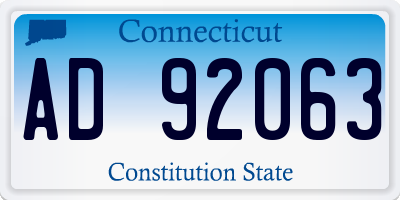CT license plate AD92063