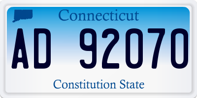 CT license plate AD92070