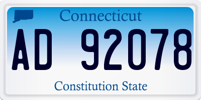CT license plate AD92078