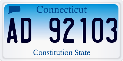 CT license plate AD92103