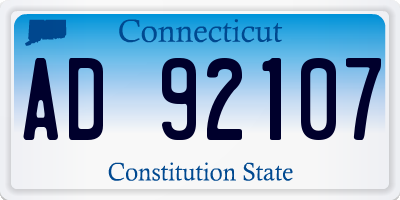 CT license plate AD92107