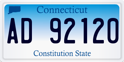CT license plate AD92120