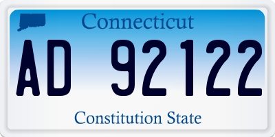 CT license plate AD92122