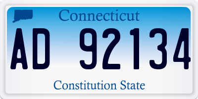 CT license plate AD92134