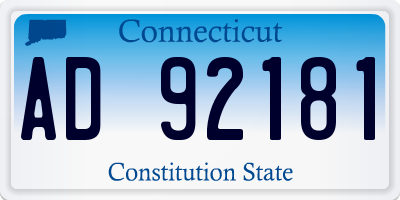 CT license plate AD92181
