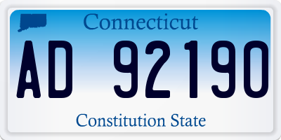 CT license plate AD92190