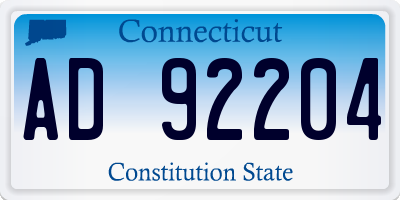 CT license plate AD92204