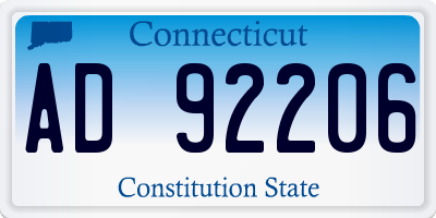 CT license plate AD92206