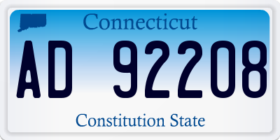CT license plate AD92208