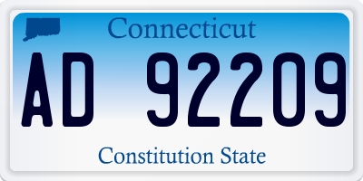 CT license plate AD92209