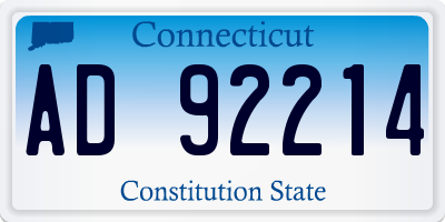CT license plate AD92214