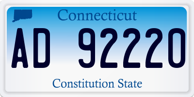 CT license plate AD92220