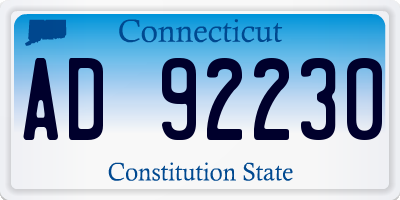 CT license plate AD92230