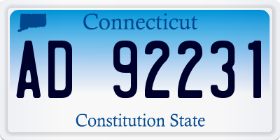 CT license plate AD92231