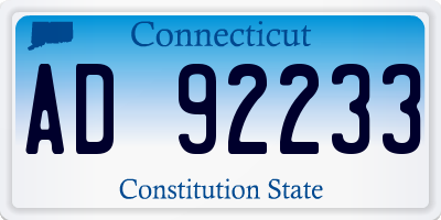CT license plate AD92233