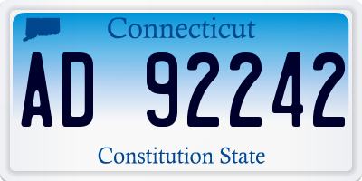 CT license plate AD92242