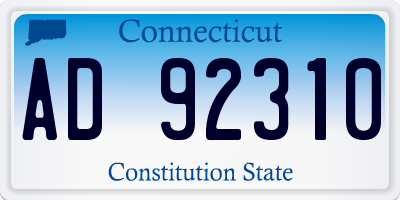CT license plate AD92310