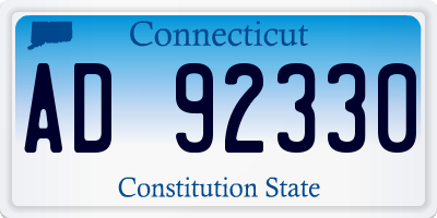 CT license plate AD92330